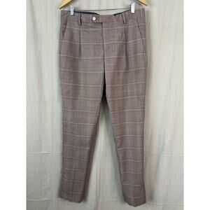 Brian Dales Mens Academia Hipster Plaid Tapered Slacks Size 34 X 34 Preppy Italy